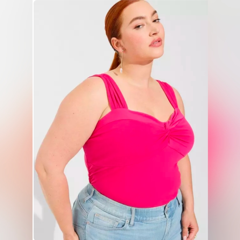 Torrid Women's 1 Pink Twist Front Tank Top Plus Size Sleeveless Stretch